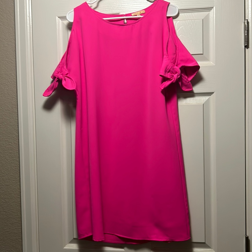 Open Shoulder Pink Cocktail Dress